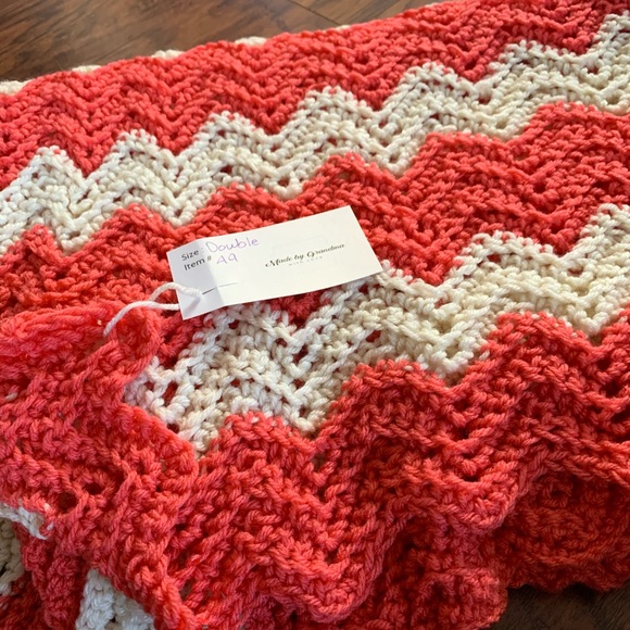 Chevron Crocheted Double Size Blanket Hand Made - Picture 4 of 5